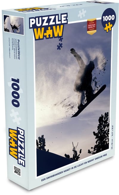 Puzzel Een snowboarder hangt in de lucht en neemt sneeuw mee - Legpuzzel - Puzzel 1000 stukjes volwassenen