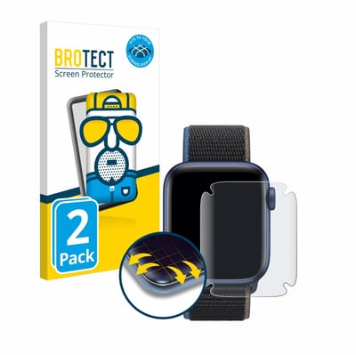 BROTECT - Screenprotector voor Apple Watch Series 6 / SE (44 mm) - Folie Beschermfolie matte volledig dekking 2 Stuks