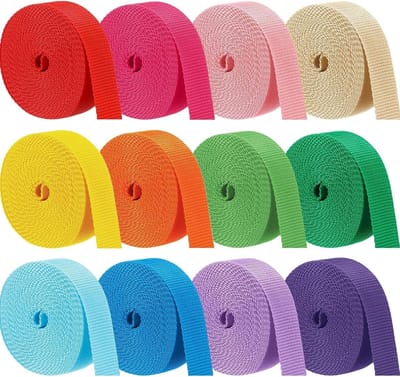 Heavy Duty Polypropyleen Singelband - 12 Rollen van 1 Inch bij 5,5 Meter - Veelzijdige Algemene Slangen voor Klussen, Kamperen en Ambachten