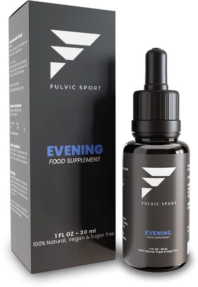 Fulvic Sport Evening - Sportsupplement - 30 ml - Natuurlijk Fulvinezuur Supplement - Ondersteunt bij herstellen, ontspannen en goede nachtrust - Fulvic Mineral Complex – Vegan Supplement - Suikervrij - Allergeenvrij