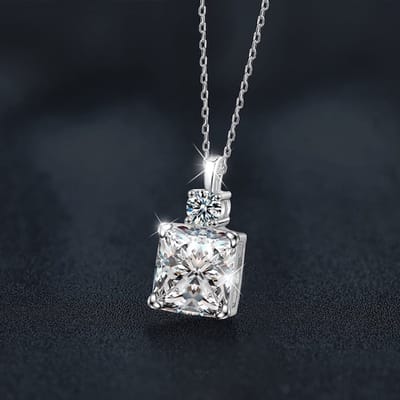 Princess Cut Moissaniet Hanger Ketting-Met GRA-certificaat