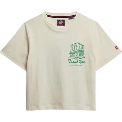 Superdry Roadside Trade Relaxed T-shirt White Grootte: 40