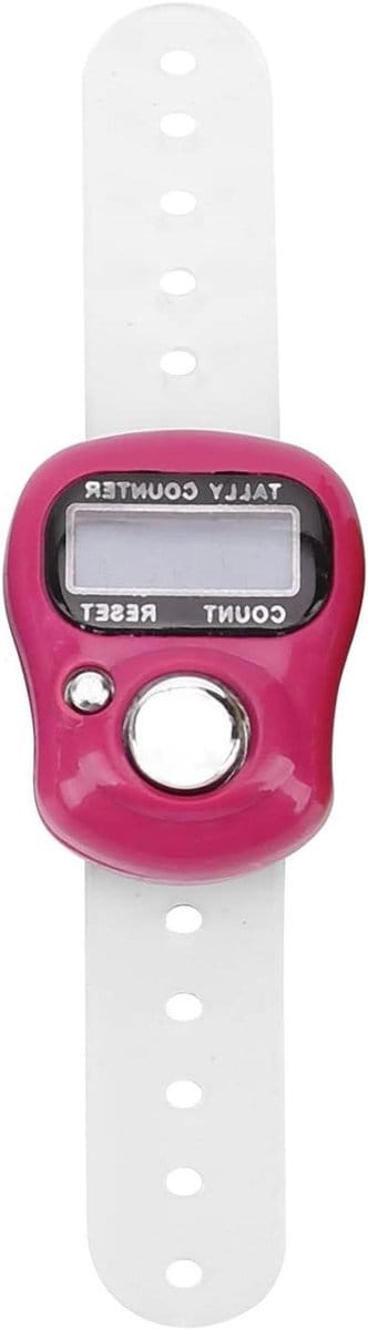 Vingerteller LCD - Handteller teller - Gebed en wandelen - Verstelbare riem - 5-cijferig display - Roze