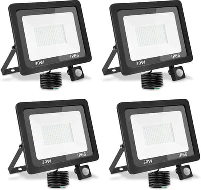 4-delige 30W LED Buitenlamp met Bewegingssensor 3000 Lumen 6000K IP66