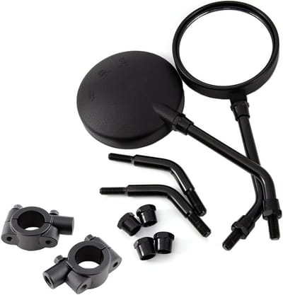 Ronde motorfiets spiegel 3.85 inch geschikt voor stuur, 10 mm bevestigingsschroeven, 22 mm zijkant, helder zicht en duurzame constructie