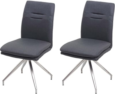 Set van 2 eetkamerstoelen MCW-H70, keukenstoel fauteuil stoel, stof/textiel geborsteld roestvrij staal ~ donkergrijs