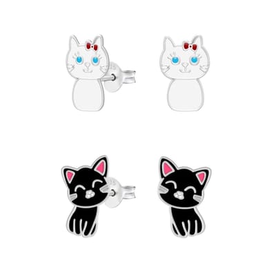 WeLoveSilver - zilveren oorstekers - kattenmotief - hypoallergeen - kind