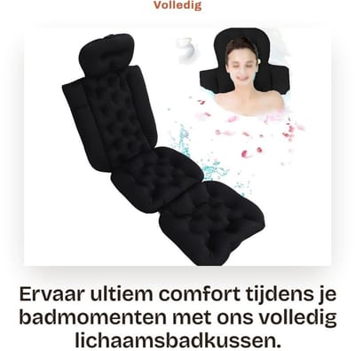 Dailygoods- Badkussen Ergonomisch Ontwerp - Antislip Badmat - Kussenhoofdsteun - Volledig Lichaamsbadkussen - Comfortabel Gebruik - 122 cm