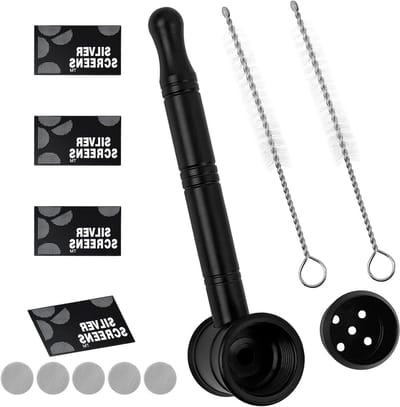 Dismountable metalen fluitjes met 10-gaatsfilter, 2 reinigingsborstels en mini hamer nozzle van metaal en aluminium voor optimale prestaties
