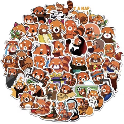 Rode panda stickers - Pandastickers - 50 stuks - Dierenstickers - Grappige stickers - Journal - Laptopsticker - CHPN