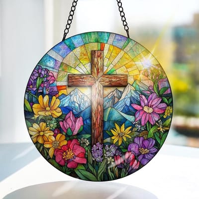 Kleurige Glazen Hangdecoratie voor Ramen en Deuren - Handgemaakte Suncatcher voor Tuin en Kerst, 20x20cm