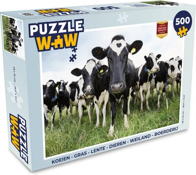 Puzzel Koeien - Gras - Lente - Dieren - Weiland - Boerderij - Legpuzzel - Puzzel 500 stukjes