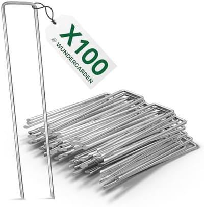 100x Gegalvaniseerde Grondankers voor Worteldoek - Stevige Stalen Grondnagels Set - 150x25mm Ø2,7mm - Ideaal voor Tuin, Camping en Landschapsarchitectuur