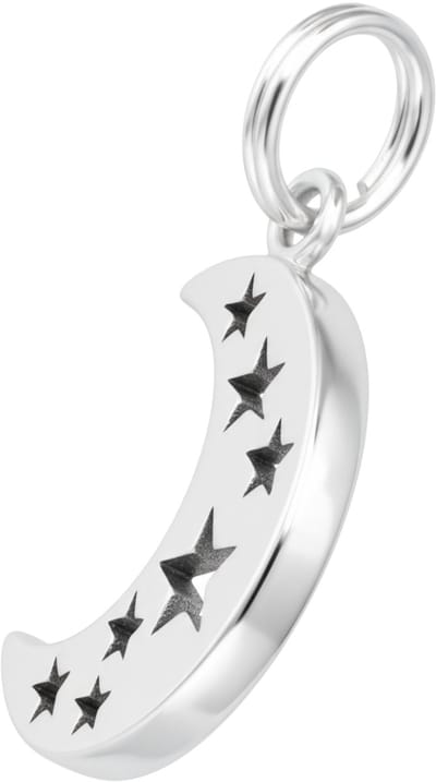MAXTE 925 Zilveren Maan Bedel met Sterren - Charm voor Armband of Ketting - Sterling Zilver - 11 x 13 mm