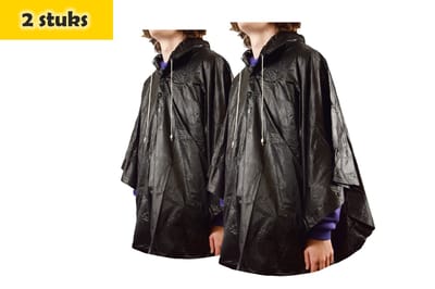 Regenponcho unisex een maat 2 stuks in de verpakking zwart - Regenponcho dames - regenponcho heren Volwassenen