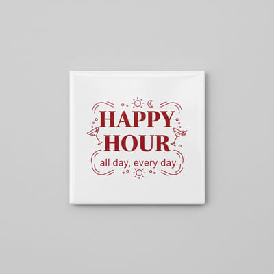 Happy Hour All Day Every Day Decoratieve Tegel – Vintage Bar Tekst Wanddecoratie – Keramische Tegel 15 × 15 cm