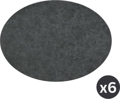 Placemat TRUMAN ovaal, SET/6, 33x45 cm, enkelzijdig, zwart