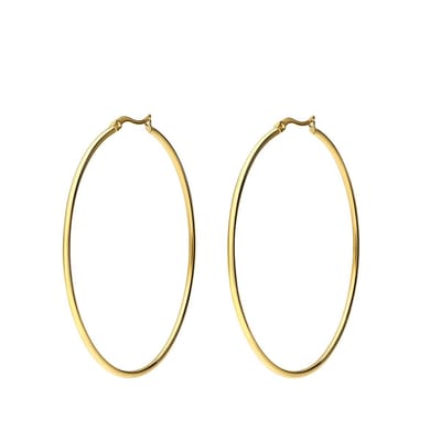 Lucardi Dames Stalen goldplated oorringen 65mm - Oorbellen - Staal - Goud