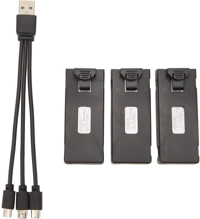 Krachtige Lithium Batterij voor RC Drones - 3 Stuks 3.7V met 3-in-1 Oplaadkabel, Lichtgewicht en Draagbaar voor E88 E88Pro LS E525 E525Pro (2600mAh)