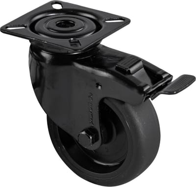 Zwenkwiel met rem Zwart 75 mm | Per Stuk