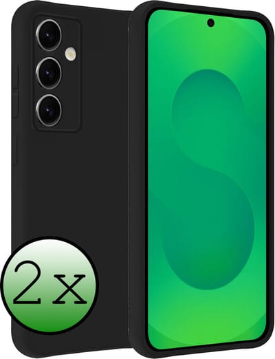 Hoesje 2 Stuks - Geschikt voor Samsung Galaxy S25 - Sterk & Shockproof - Case Siliconen - Back Cover - Telefoon Hoes - Zwart
