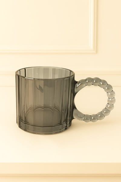 Mevaz 6-delige glazen mokkenset – koffiemokken, theeglazen, cappuccinoglazen – 330 ml – luxe geribbeld design