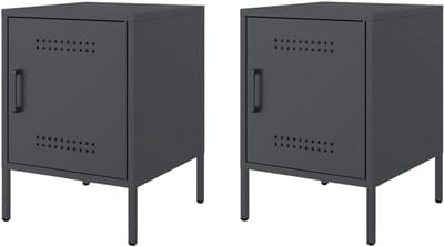 Nachtkastje set - Bijzettafel - Slaapkamer opbergen - Industriële stijl - 36x39x50.5 cm - Antraciet
