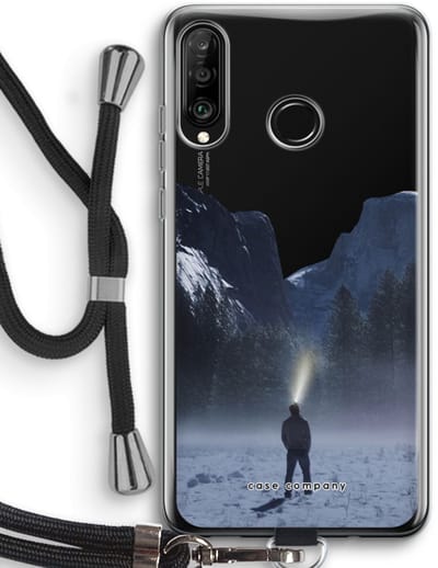 Case Company® - Hoesje met koord geschikt voor Huawei P30 Lite hoesje met Koord - Wanderlust - Telefoonhoesje met Zwart Koord - Bescherming aan alle Kanten en Over de Schermrand