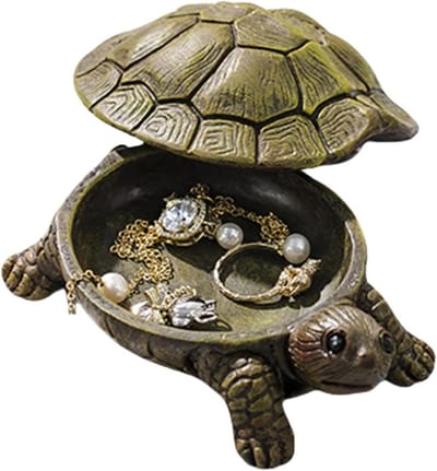 Schildpad Sieradenkistje - Vintage Opbergdoos - Sieraden Opbergen - Decoratief Figuur - Groot - Groen