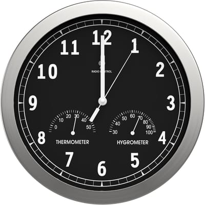 Radiogestuurde Wandklok met Temperatuur en Luchtvochtigheid - Stille Uurwerk en Groot Display