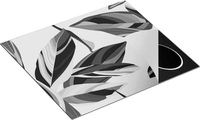 Chefcare Inductie Beschermer Bloem Bladeren - Bloemen - Abstract - Zwart Wit - 60x50 cm - Afdekplaat Inductie - Kookplaat Beschermer - Inductie Mat