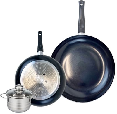 Set van 2 Koekenpannen 24 en 32 cm en 1 braadpan 12 cm Elo Prima Brillant