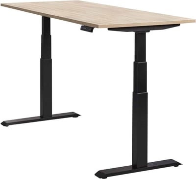 Elektrisch verstelbare zit/sta werkplek Basic breed 120CM diep 80CM bladkleur Wit framekleur Aluminium (RAL9006)