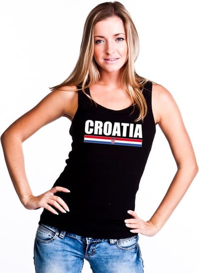 Zwart Croatia supporter mouwloos shirt dames - Kroatie singlet shirt/ tanktop S
