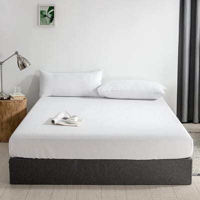 Famanu Hoeslaken, 30 cm, extra diepe zaklaken, hoeslaken, zacht en ademend, machinewasbaar (wit, 140 x 200 + 30 cm)