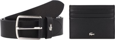 LACOSTE Leren riem kaarthouder Elegance Punch Cardholder + Belt Box W90 Noir zwart