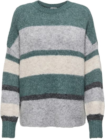 Jacqueline de Yong Trui Jdyzoey Life L/s On Colorblock Pull 15359620 Sea Pine/lgm/birch Melange/dgm Dames Maat - S