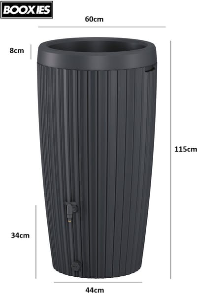 Big Flower regenton - 2-in-1 - 240 liter - antraciet - plantenbak en gratis kraan