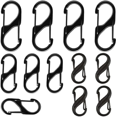 12 stuks karabijnhaken, sleutelhanger, heavy duty karabijnhaak met veerhaak voor rugzak, hondenriem, camping, reizen, trekking