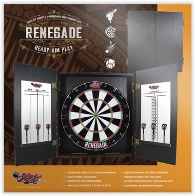 Dartbord Kabinet Set - Houten Dartbord - Darten Thuis - Compleet Met Accessoires - 50 x 54 cm - Zwart