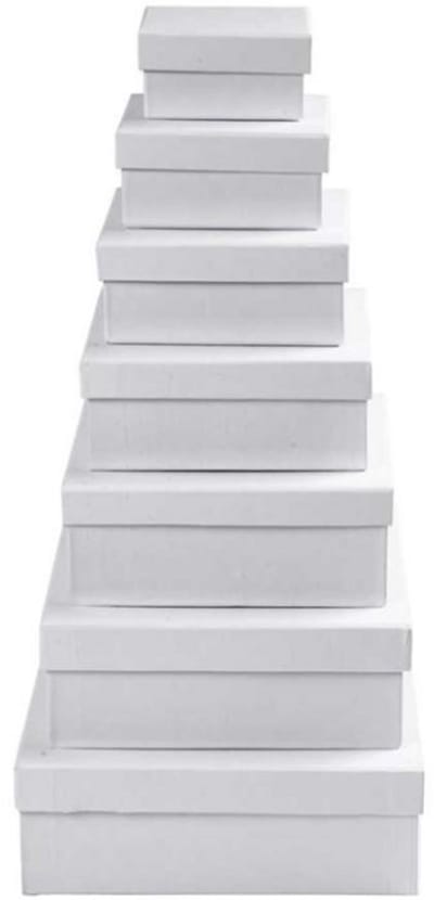 Creativ Company Kartonnen Vierkante Dozen Set 7 stuks h: 4.5-7.5 cm d: 9-21 cm