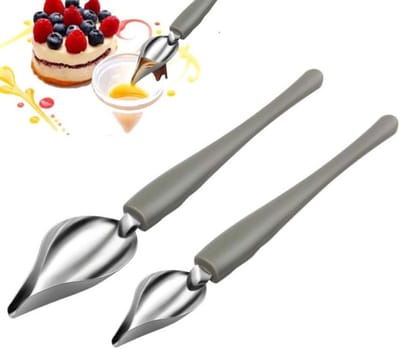 2 stuks roestvrijstalen puntige saustekenlepels, moderne culinaire precisie decoratieve lepels voor het decoreren van borden, cake en dessert