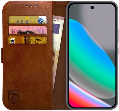 Rosso Element Geschikt voor Google Pixel 10 / 10 Pro | Wallet Book Case | Portemonnee Hoesje | 3 Pasjes | Magneetsluiting | Stand Functie | Bruin