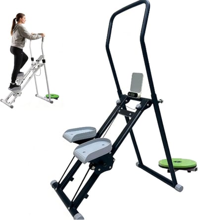 Inklapbare Trapstepper - Compacte Klimmer - Thuisworkout Cardio - Verstelbare Weerstand - 12.99 kg - Zwart