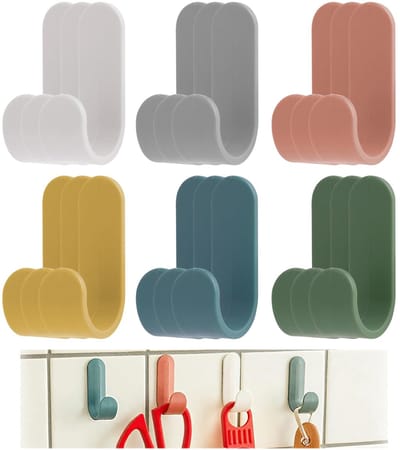 18 stuks meerkleurige wandhaken, zelfklevende handdoekhouder voor badkamer, keuken, kantoor, haken voor kinderkleding, installatie zonder boren, elegant en duurzaam design