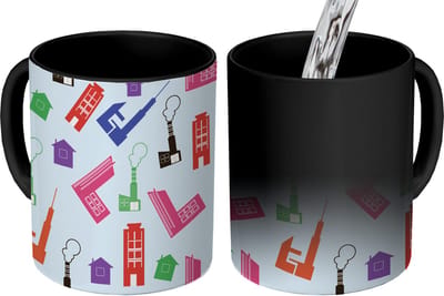 Magische Mok - Foto op Warmte Mokken - Koffiemok - Patronen - Fabriek - Huis - Magic Mok - Beker - 350 ML - Theemok