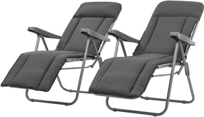 Inklapbare Tuinstoelen - Relaxstoelen Ligstoelen - Buiten Ontspannen - Verstelbare Rugleuning - 58 x 73 x 107 cm - Grijs