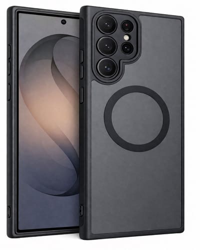 Hoesje geschikt voor Samsung Galaxy S26 Ultra - Geschikt voor Magsafe - Shock Proof Case – Mat Zwart