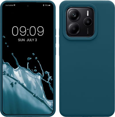 kwmobile telefoonhoesje geschikt voor Xiaomi Redmi Note 14 5G - Hoesje met siliconen coating - Smartphone case in mat petrol