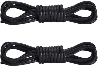 Fako Fashion - Schoenveters - Veters - Rond - Gewaxt Katoen - Wax - 2.5mm - 80cm - 1 Paar - 2 Stuks - Zwart
